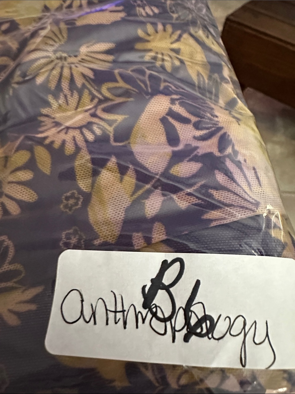 Anthropologie M Purple-yellow floral ruched stretch elastic waist midi skirt - Picture 11 of 11
